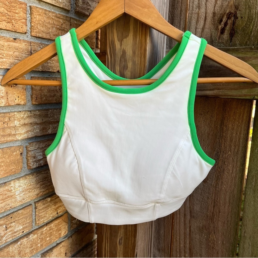 Kyodan White Sports Bra with Green Accents